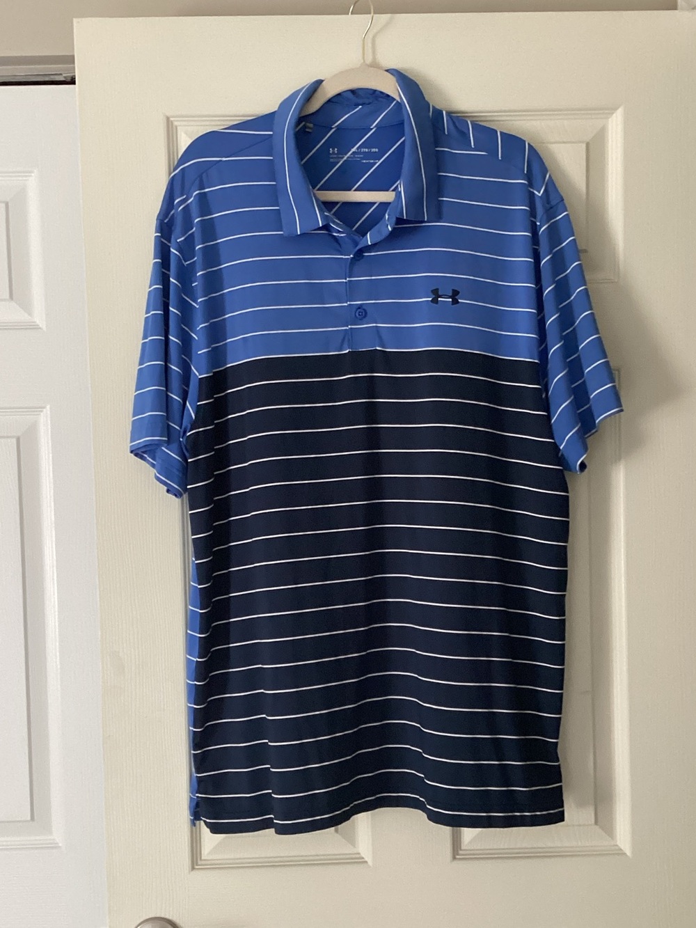 Under Armour Men's Blue and Navy Striped Polo